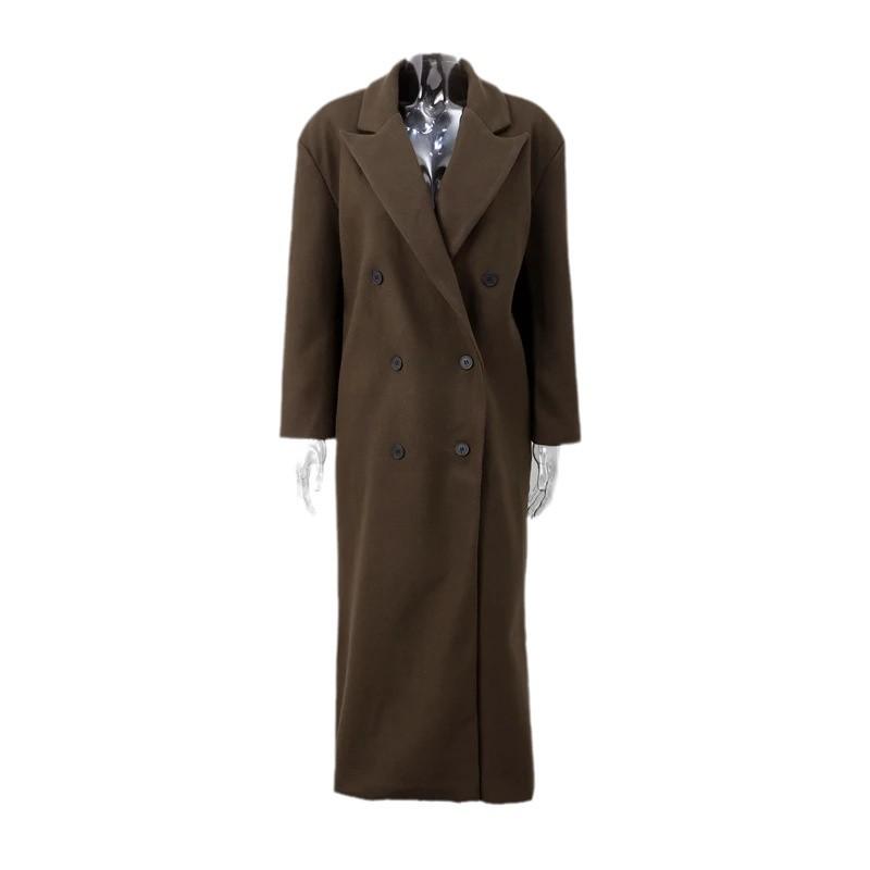 2024 Autumn Women's Elegant Double-Breasted Trench Coat: Temperamental, Casual, Retro Solid Color Design