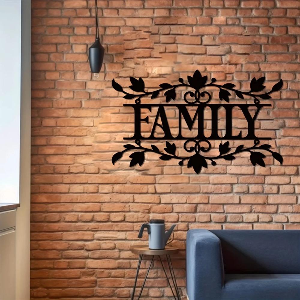 1 Metallschild mit der Aufschrift „Familie“ – elegante Wanddekoration für das Esszimmer – stilvolle Wandkunst für die Familie – individuelle Wortkunst aus Metall – perfekte Heimdekoration