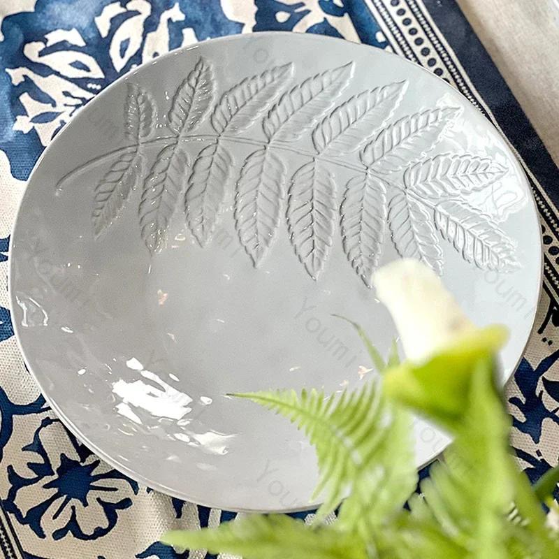 Piatto in Ceramica a Rilievo Creativo Piatto da Pranzo Monocromatico alla Moda Ciotole per Zuppa Piatti Unici per la Casa
