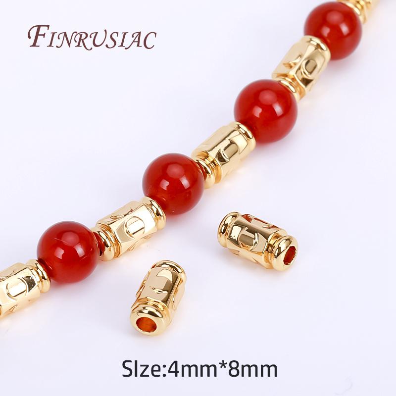 18K Real Gold Plated Tube Spacer Beads,Beading Beads,Cut Corrugated Beads For Needlework DIY Bracelets Necklace Making