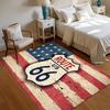 Tappeto Americano Route 66 con Stampa Bandiera, Morbido Tappetino Vintage per Soggiorno Camera da Letto Decorazione Casa Patriottica Industriale