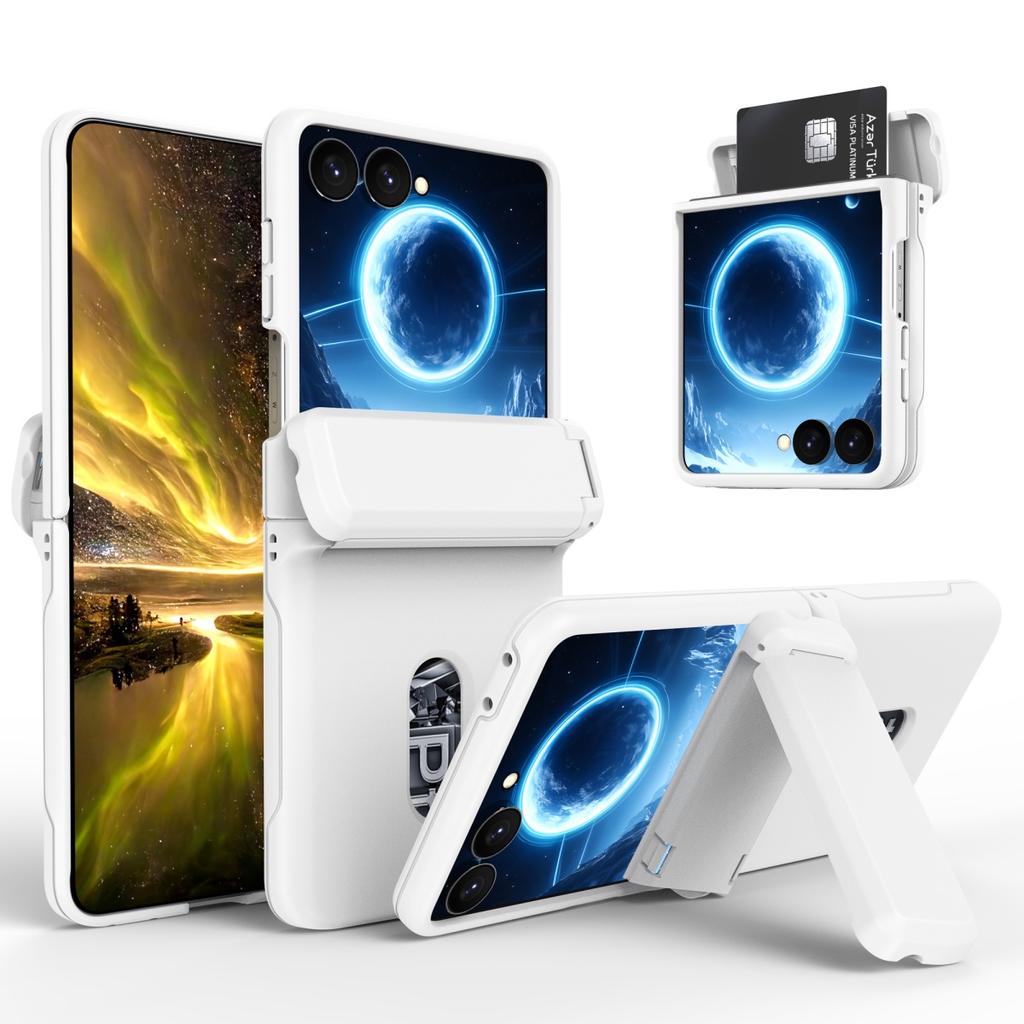For Galaxy Z Flip8 Wallet Card Slot Stand Holder Phone Case for Samsung Z Flip 7FE Flip6 Flip5 Shcokproof Hinge Protection Cover