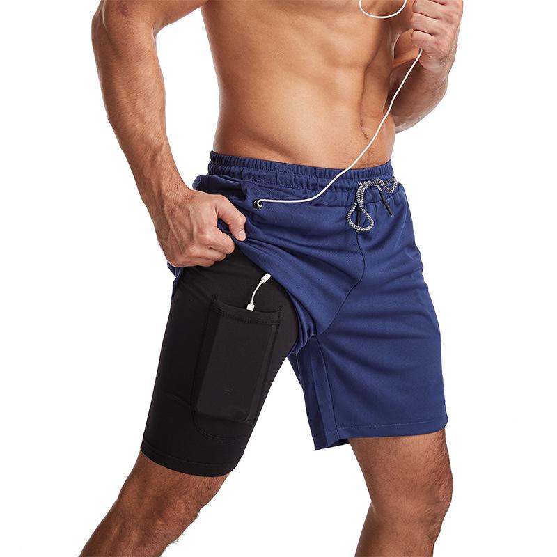 Men's Running Shorts 2-in-1 5/5 Quick Drying Fitness Straight Leg Mid Length Pants