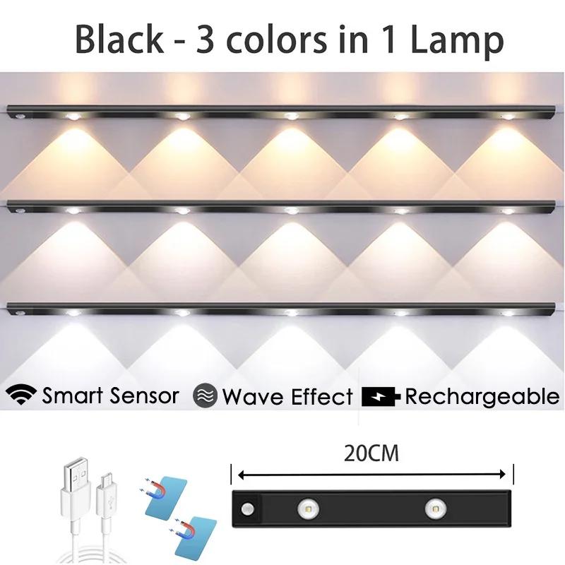 

Светодиодный ночник с датчиком движения, беспроводной, ультратонкий, 3 цвета, для кухонного шкафа, спальни, гардероба, внутреннего освещения 1Pcs