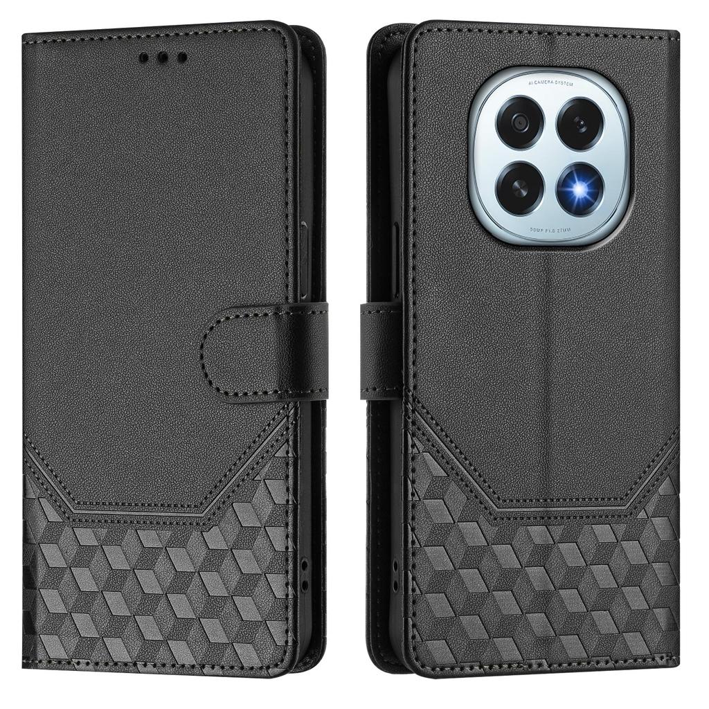For Oppo F29 5G Case Imprinted Honeycomb RFID Blocking Leather Phone Cover with Strap