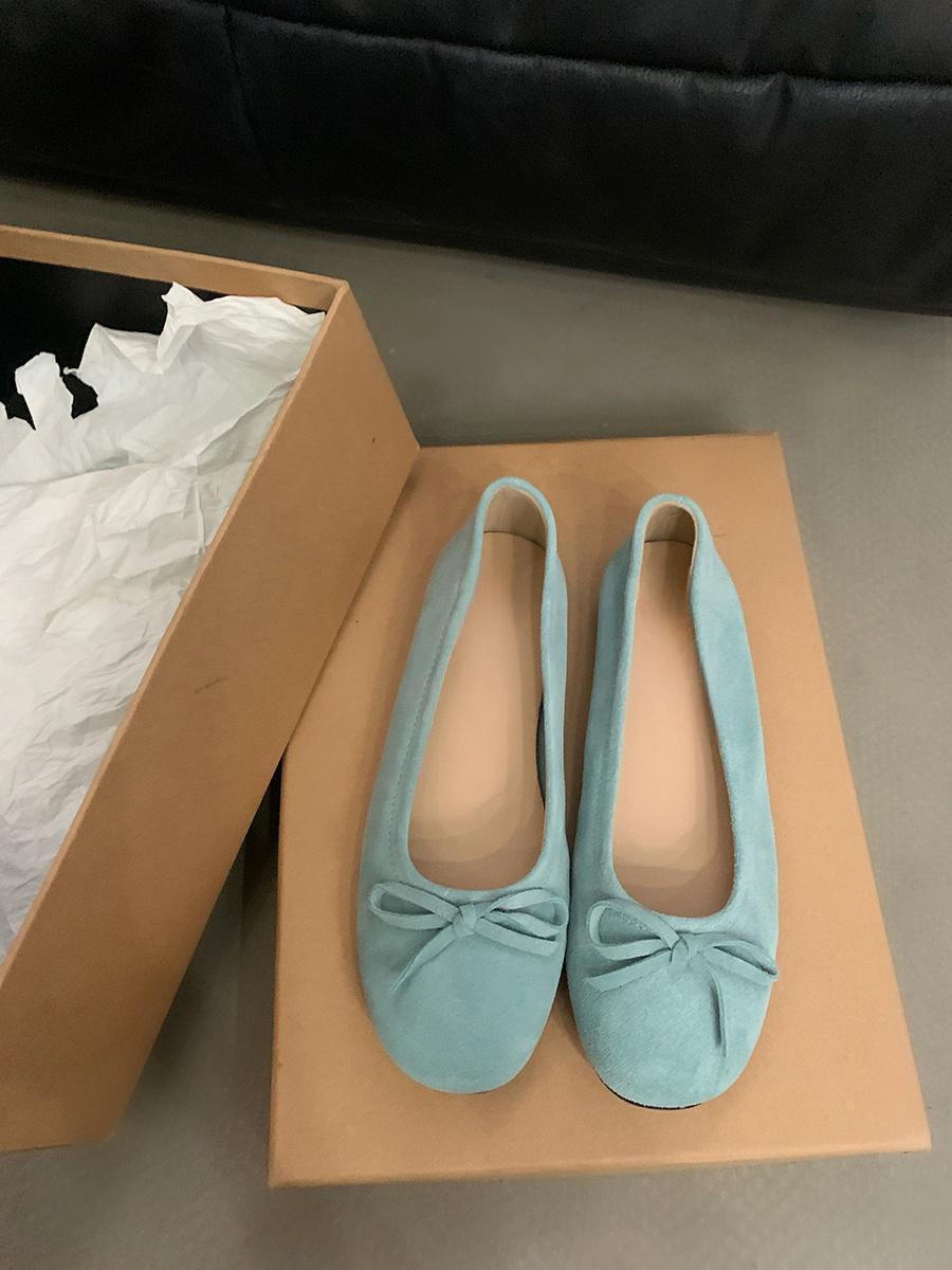 

Французские замшевые балетки с бантом женские весна 2025 новые нежные туфли на одной педали с мягким носом и плоской подошвой прилив 40