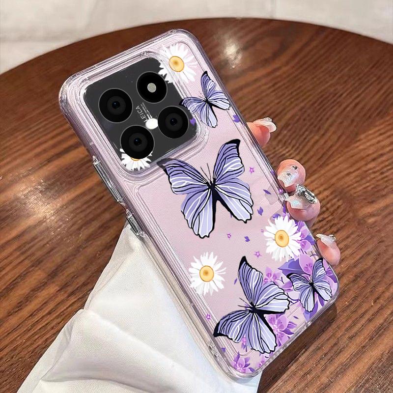 Creative Butterfly Flowers Pattern Case For Xiaomi Redmi Note 15 Pro 4G Funda Redmi Note 14 13 Pro 5G Clear Silicone Soft Cover