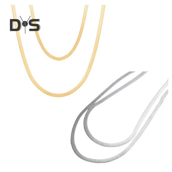 Women Choker Necklace Multi Layer Flat Snake Bone Necklace Adjustable Extended Chain Choker Necklace Jewelry Accessories