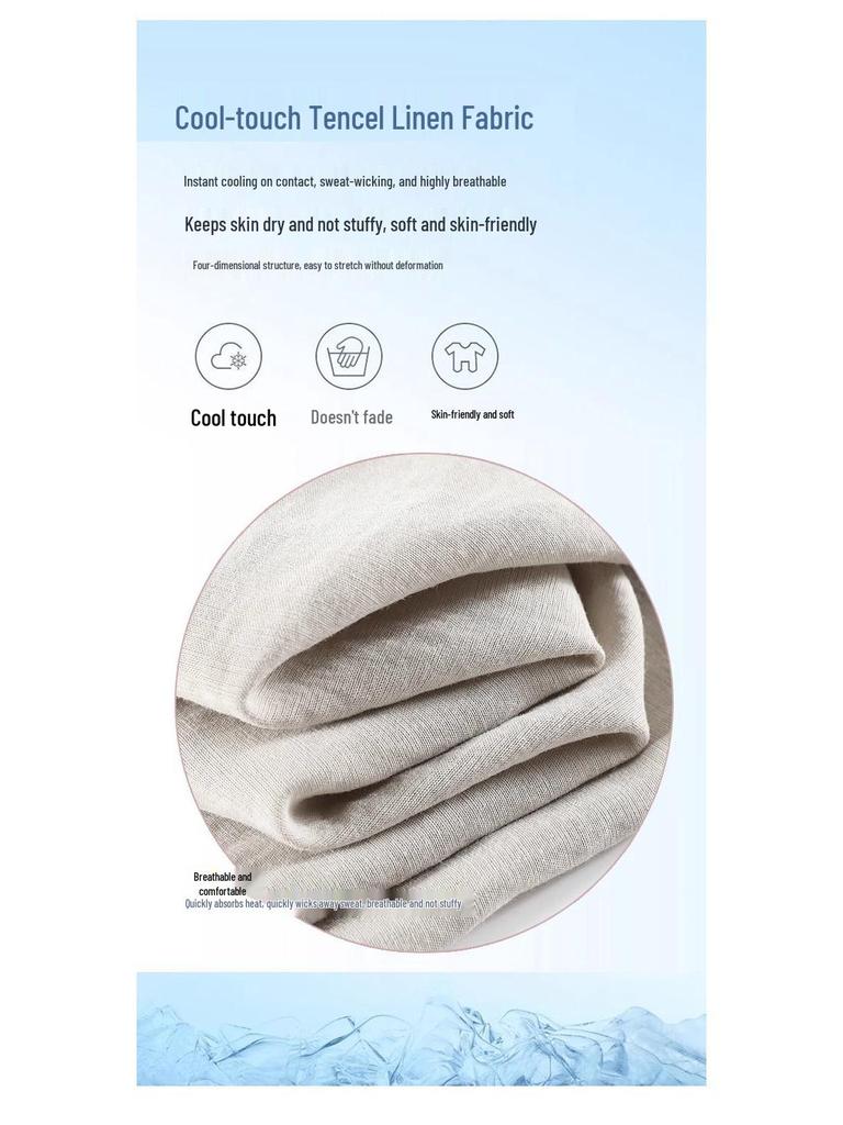 Women's High-Waist Tencel Cotton Linen Wide-Leg Pants - Summer Thin, Floor-Length, Straight Casual Design