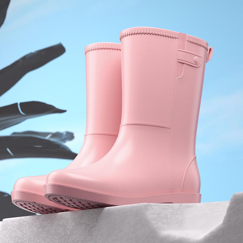 

Женские модные непромокаемые сапоги до середины икры с флисовой подкладкой и противоскользящей подошвой, из водонепроницаемого ПВХ, для осени и зимы, теплые ботильоны для улицы 40 розовый