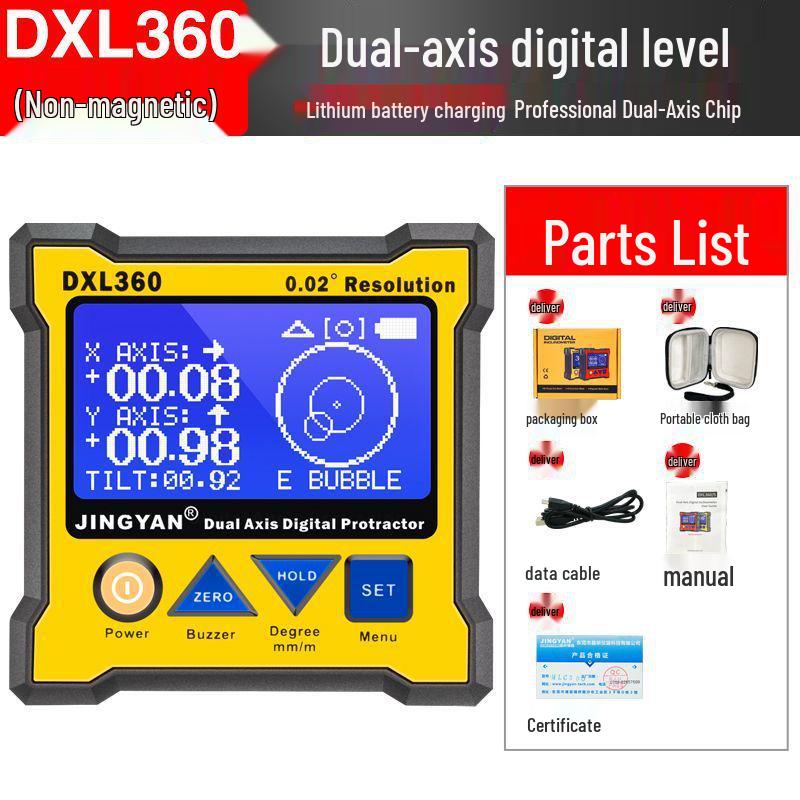Jingyan DXL360S Dual-Axis High-Precision Digital Angle Meter