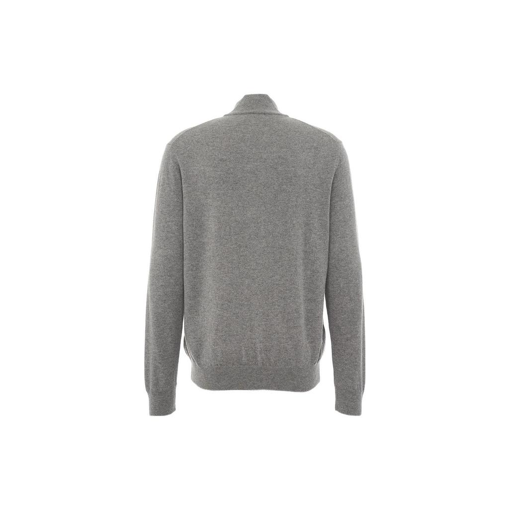 Polo Ralph Lauren FW22 Solid Logo Embroidered Half-Zip Wool Sweater Men Sweater Gray 710876756-009