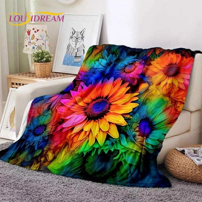 Dream Sun Flowers Nordic Daisy Yumuşak Battaniyeler, Sıcak Tut Atma Battaniyesi Piknik Yatakları Kanepe Ev Yatak Odası Hediyesi için Rahat Battaniye