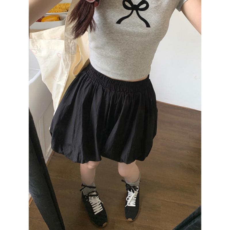 White Black High Waist A-Line Mini Skirt Womens Chic Floral Bloomer Snow Fabric Slim Fit 2025