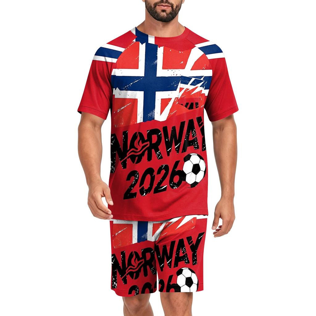 Conjunto de Pijama para Hombre de Manga Corta y Pantalones Cortos Ligero Cómodo Ropa de Dormir con Diseño de Fútbol Estampado para Uso Casual en Casa