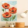 Elegant Framed Pearl Art DIY Set with Vibrant Poppy Flower 5D Sparkling Bead Canvas Painting Ready to Display Romantic Home Decor Gift
