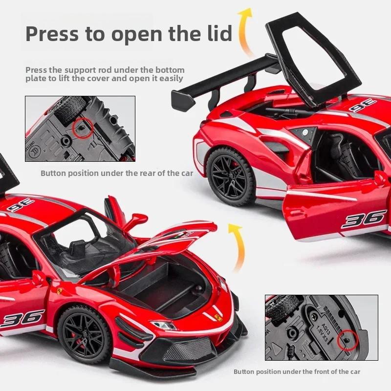 1:32 488 Supercar Alloy Car Diecasts & Toy Vehicles Car Model Sound And Light Pull Back Car Toys For S Gifts