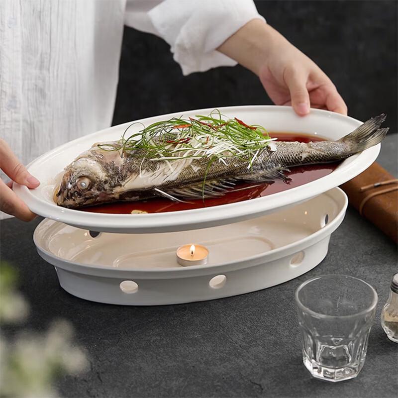 

43cm Ceramic Oval Fish Serving Plate