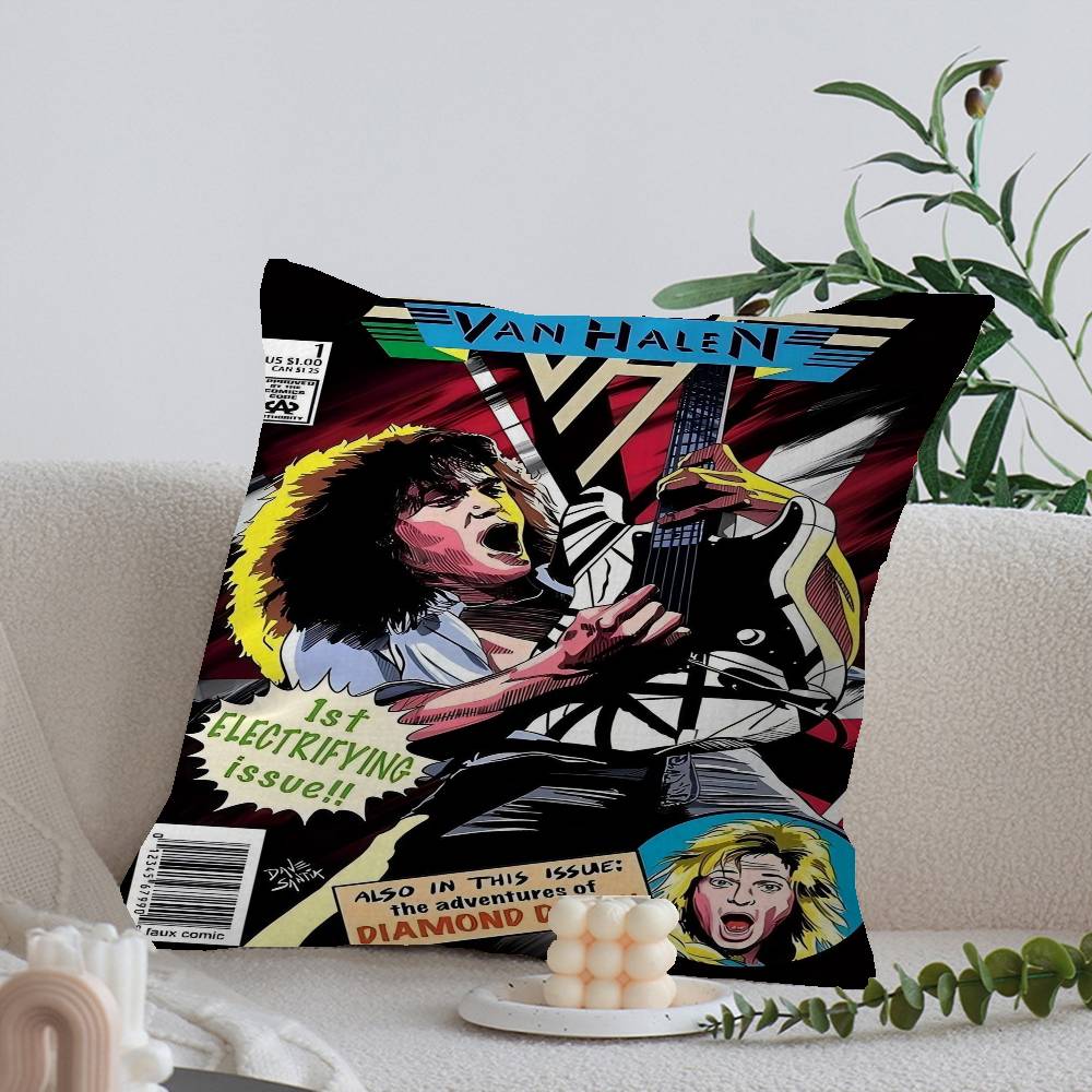 

E-Eddie V-Van H-Halen Cushion Cover Inches Farmhouse Decor Home Throw Pillow Covers for Couch Decorations 12x12Inch