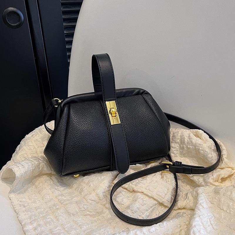 

Simple Sense of Luxury Frame PU Shoulder and Crossbody Bags Solid Hasp High Quality Designer Style Handbags for Women 2024 New чёрный