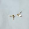 925 Sterling Silver Plated 14K Gold Mini Cross Stud Earrings for Women Korea Temperament Versatile Jewelry
