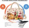 Corduroy Strawberry Print Insulated Lunch Bag for Office and Picnic