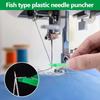 Mini Sewing Machine Needle Threader Plastic Automatic Changer Craft Green Fish Type Changer Stitch Insertion Tool for Elderly