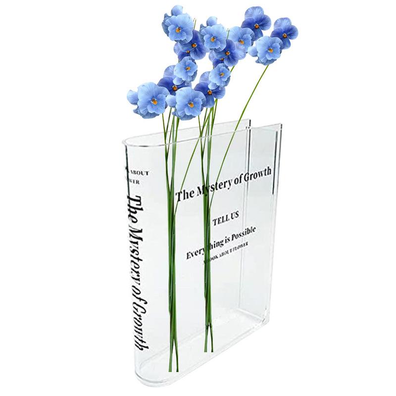 Clear Book Vase Aesthetic Acrylic Vase Unique Flower Vase For Cute Bookshelf Decor Modern Style Vase Room Decor Floral Container