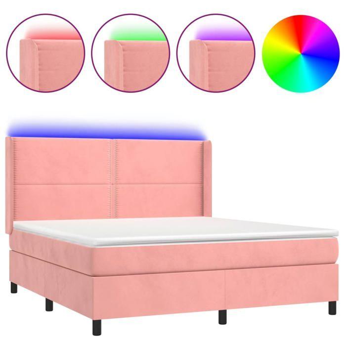 Maison Exclusive - Sommier à lattes de lit matelas et LED Rose 160x200 cm Velours
