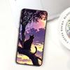 Cartoon Cat Cute For Samsung A73 A72 A71 A55 A54 A53 A52 A51 A13 A22 A16 A15 A12 A14 A26 A07 5G Black Phone Case