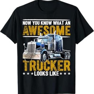 Awesome Trucker Big Rig Semi Trailer Truck Driver Men T Shirt