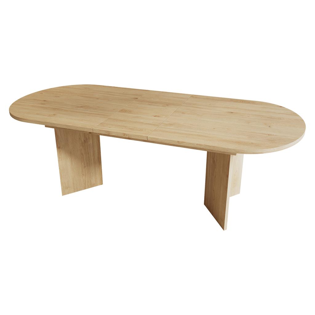 Tavolo da Pranzo Estensibile 160/200 * 90 cm, Adatto per 6-8 Persone, Tavolo da Pranzo con Angoli Arrotondati, Piano Spesso, Stile Semplice, Colore Rovere