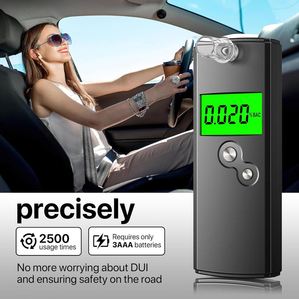 Breathalyzer,High-Accuracy Professional Breathalyzers for Alcohol with 10 Mouthpieces,Professional-Grade Alcohol Breathalyzer Tester with LCD