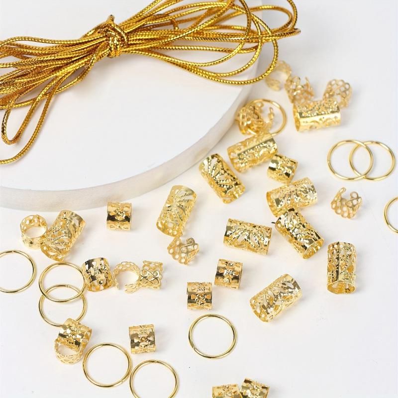 41pcs Alloy Braid Hair Extension Rings - DIY Hollow Hair Accessories