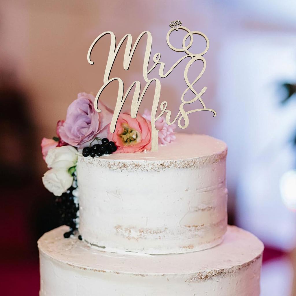 Mr & Mrs Cake Topper Wedding Cake Topper in Wood