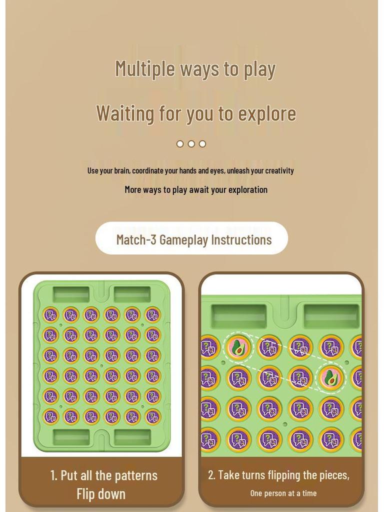 Kids' Flip Chess Memory Game: Two-Player Brain Teaser for Focus & Early Learning
