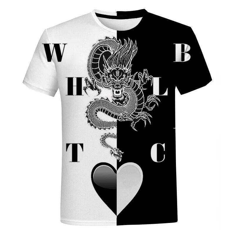 Y2K Îmbrăcăminte bărbați Dragon Totem Tricouri cu grafică Gât rotund Tricou supradimensionat Moda Harajuku Streetwear Topuri Tricouri