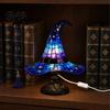 Retro Bedside Lamp Witch Hat Table Lamp, USB Powered LED Light, Resin Decorative Gothic Night Light for Bedroom, Living Room, Shelf Halloween