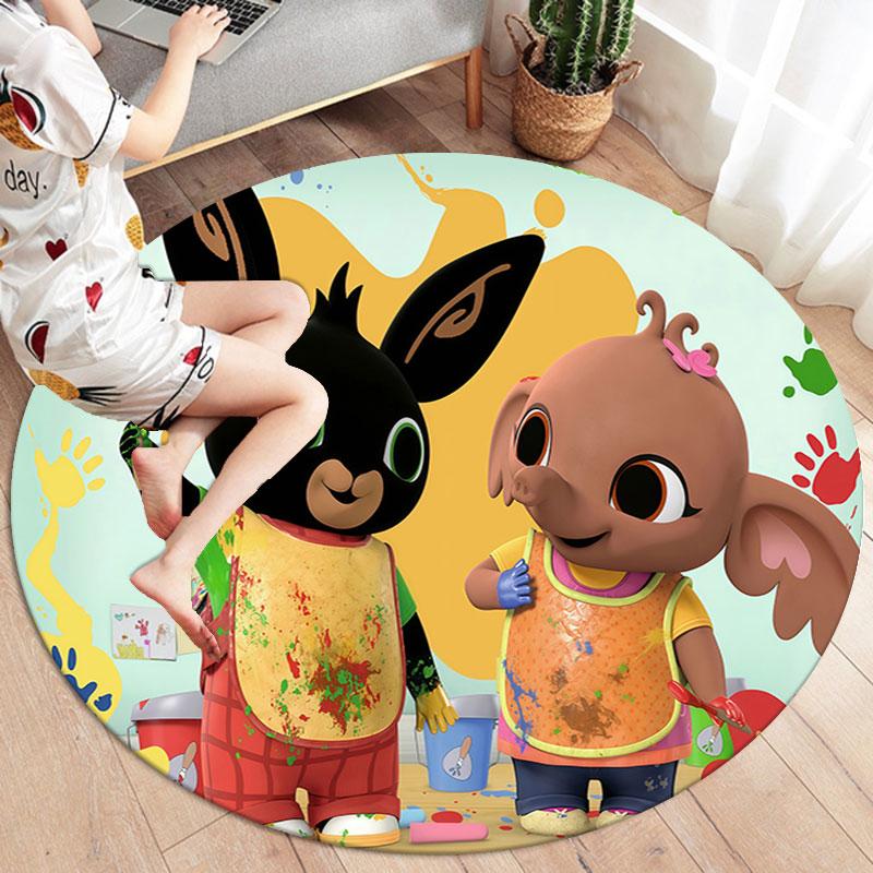 Bing Round Area Rug,Carpet Rug for Living Room Bedroom Sofa Playroom Decor,Non-slip Floor Mat