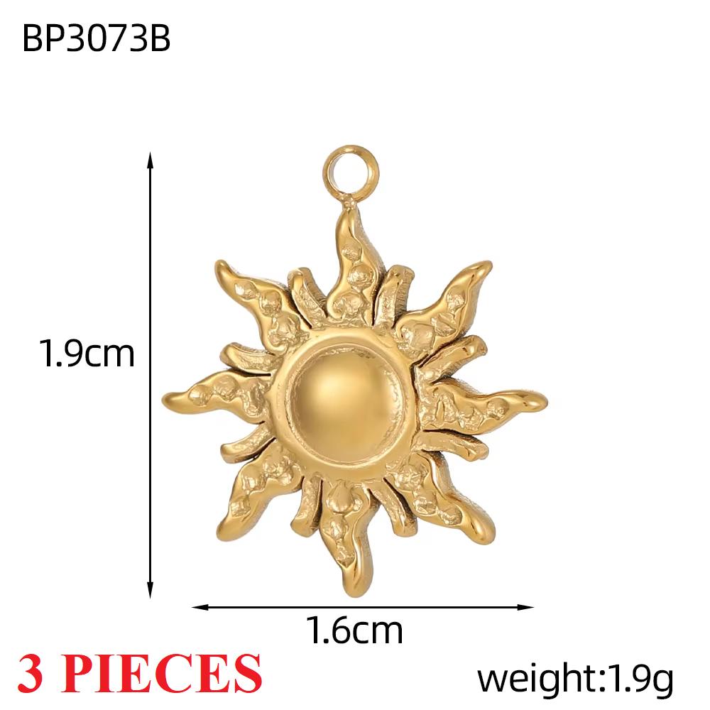 3PCS/LOT CARLIDANA Handmade Gold Plated Stainless Steel Charms, Sun Star Flower Butterfly Pendants for Bracelet Necklace Making