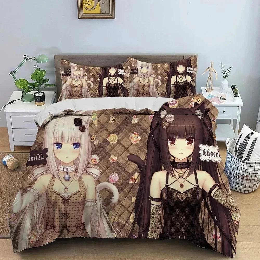3D Print Anime Nekopara Sexy Girl Comfortable Duvet Quilt Cover Pillowcase Bedding Set Children Bedroom Decoration Home Textile