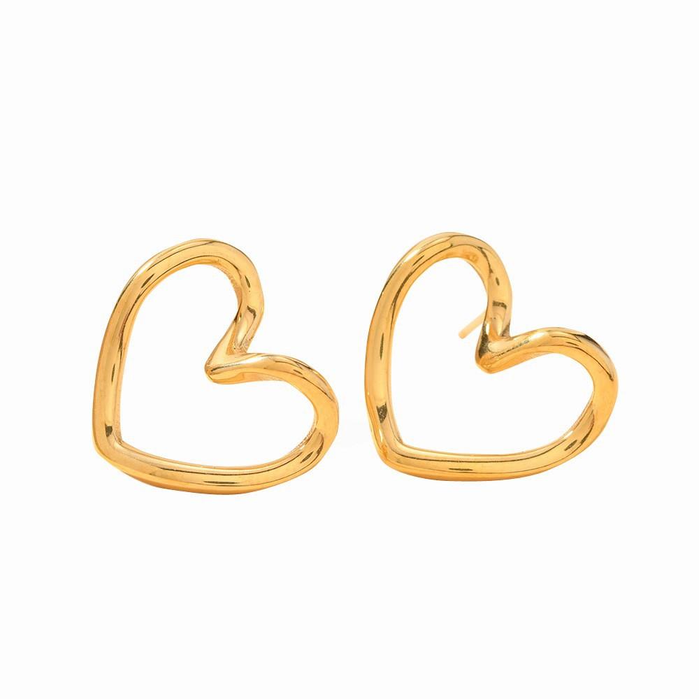 Stainless Steel Earrings Hollow Heart Earrings Fashionable High-end Feel 18k Gold Plated Titanium Steel Jewelry
