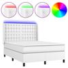 Vidaxl Łóżko Kontynentalne Z Materacem I Led, Biała Ekoskóra 140X190Cm