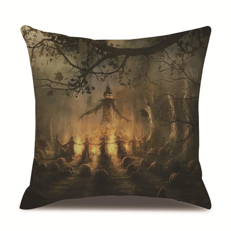 Halloween Linen Pillow Cover Printed Pillow Cover