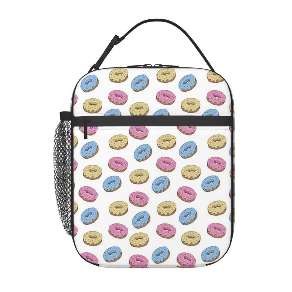 Delicious Donut Pattern Insulated Lunch Bag for Women Kids Leakproof Food Boxes Thermal Lunch Box Tote