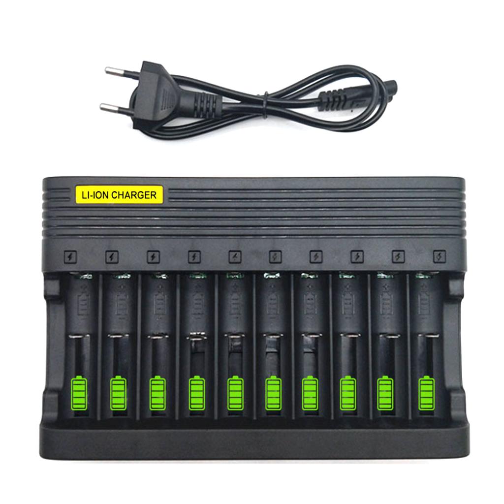 14500 16340 18650 Li-ion Battery Charger 10 Slots 3.7/4.2V Battery Charger EU US