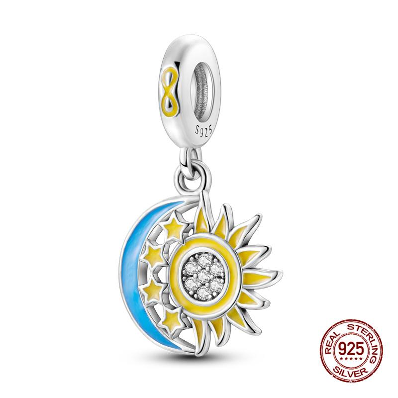 Charmscopper Splittable Sun & Moon Dangle Charms Beads Fits 3Mm Original Bracelet Necklace Womens Diy Fine Jewelry Gift
