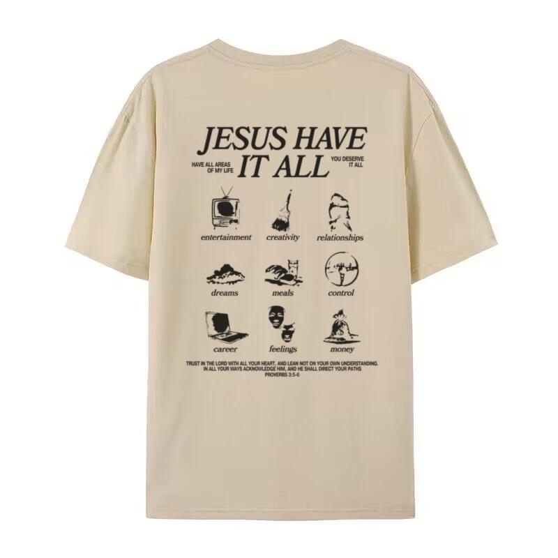 

Jesus Have It All Cool Church TShirts for Women Religious Streetwear Retro Bible Verse Graphic Tees Unisex Christian Merch Gift 4XL