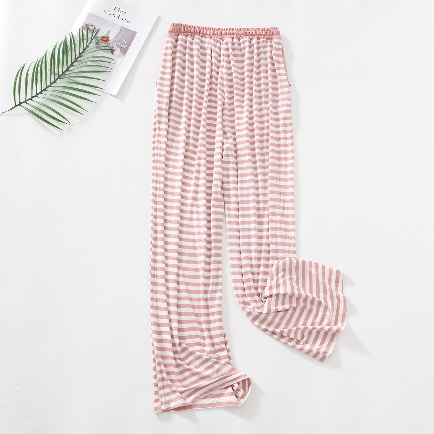 

Women s Striped Modal Casual Summer High-Waist Loose Wide-Leg Pajama Pants M (45-60 kg)