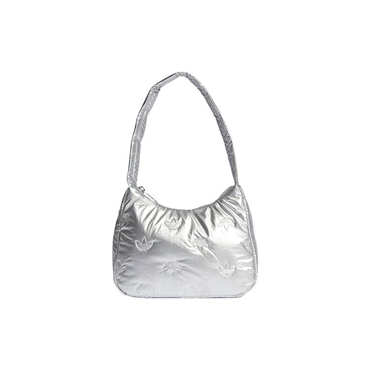 New Adidas Originals Polyurethane Bonded Recycled Polyester Handbag Shoulder Bag Women's Silver II3393